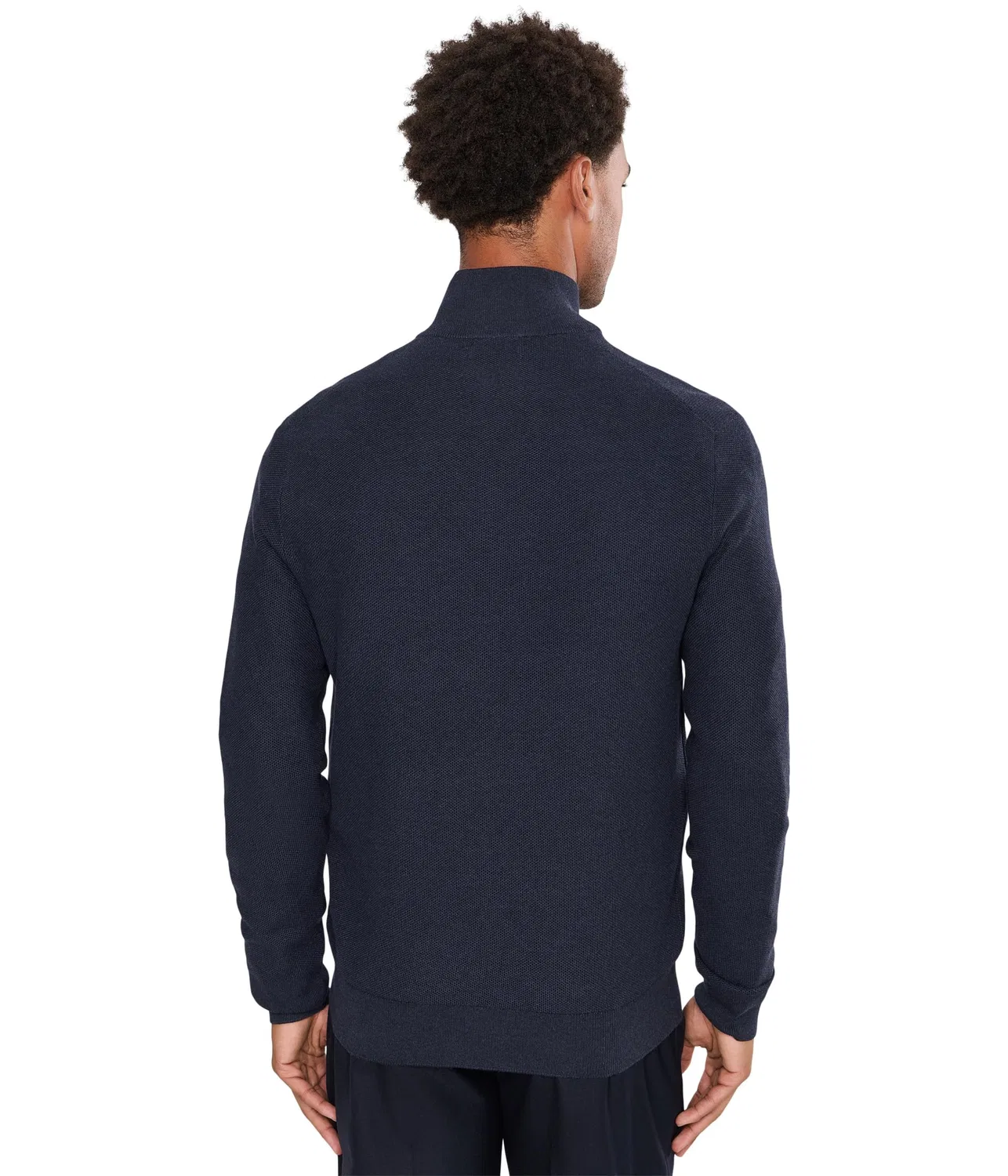 Хлопковый свитер сетчатой вязки с молнией на четверть длины Polo Ralph Lauren, Navy Heather — фото 4