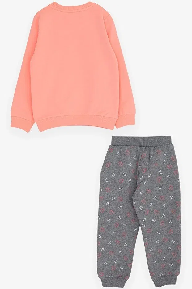 Детский спортивный комплект для девочек с принтом Girl'S tracksuit set, cute teddy bear printed, 1.5-5 years Breeze, Salmon — фото 2