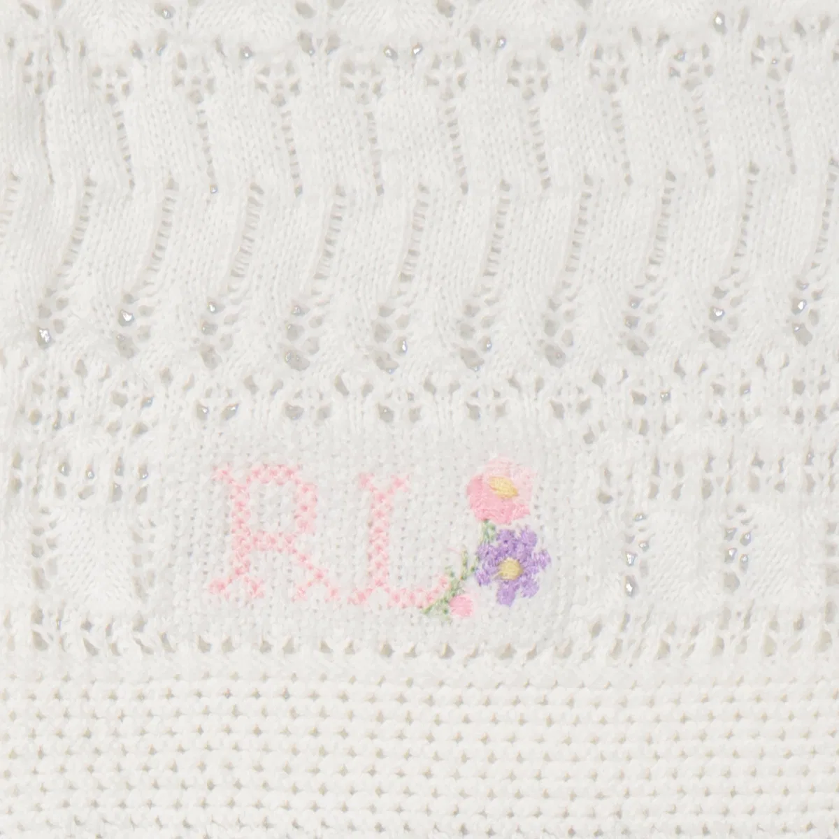 Кардиган укороченный с ажурным узором Kids Cropped Knitted Cardigan Polo Ralph Lauren, White — фото 3