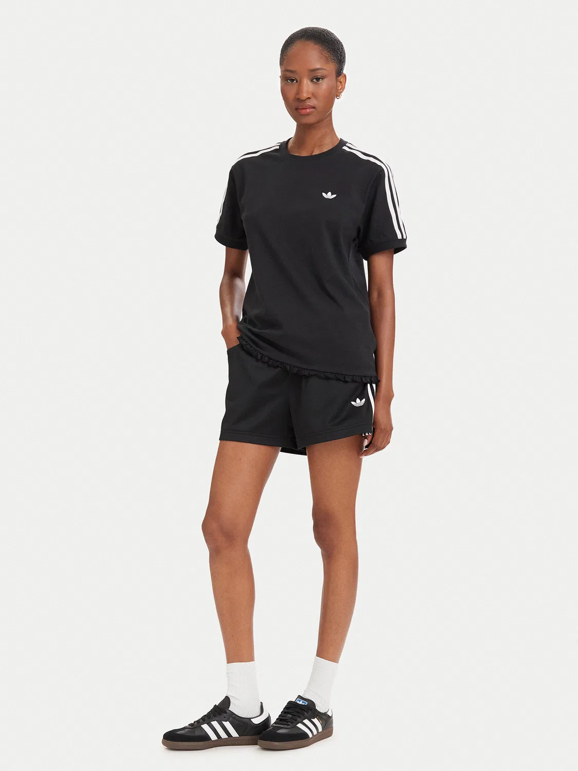 Женская футболка стандартного кроя Pleated Adidas, черный — фото 2