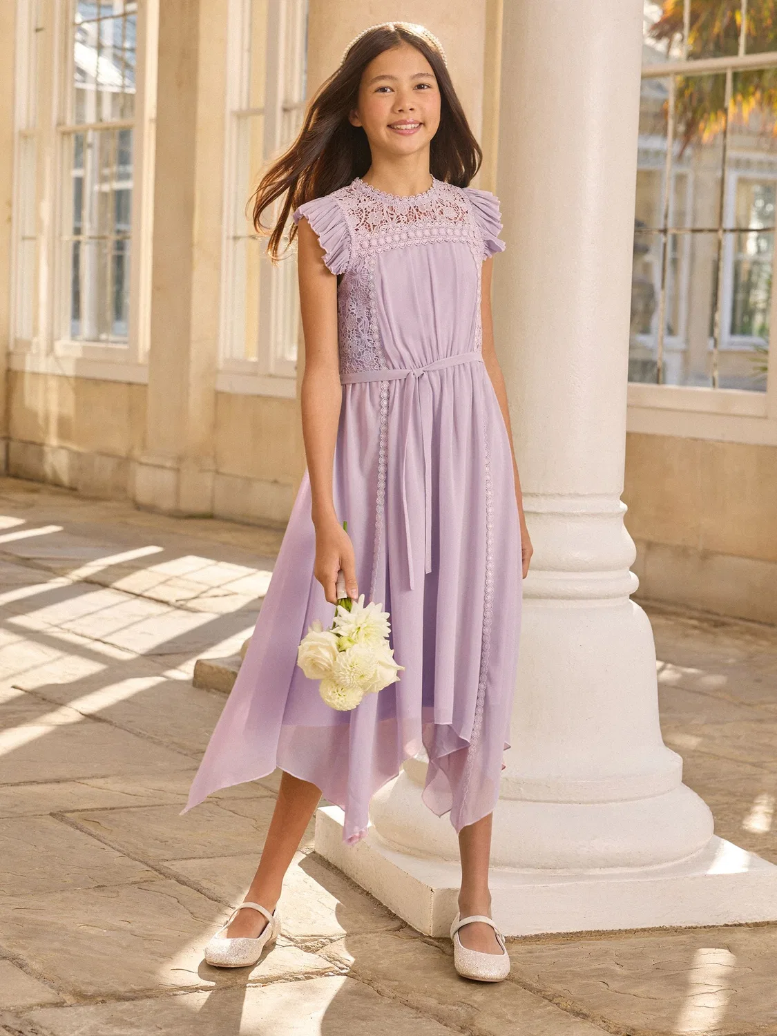Платье кружевное с воланами Lipsy Lilac Purple, сиреневый
