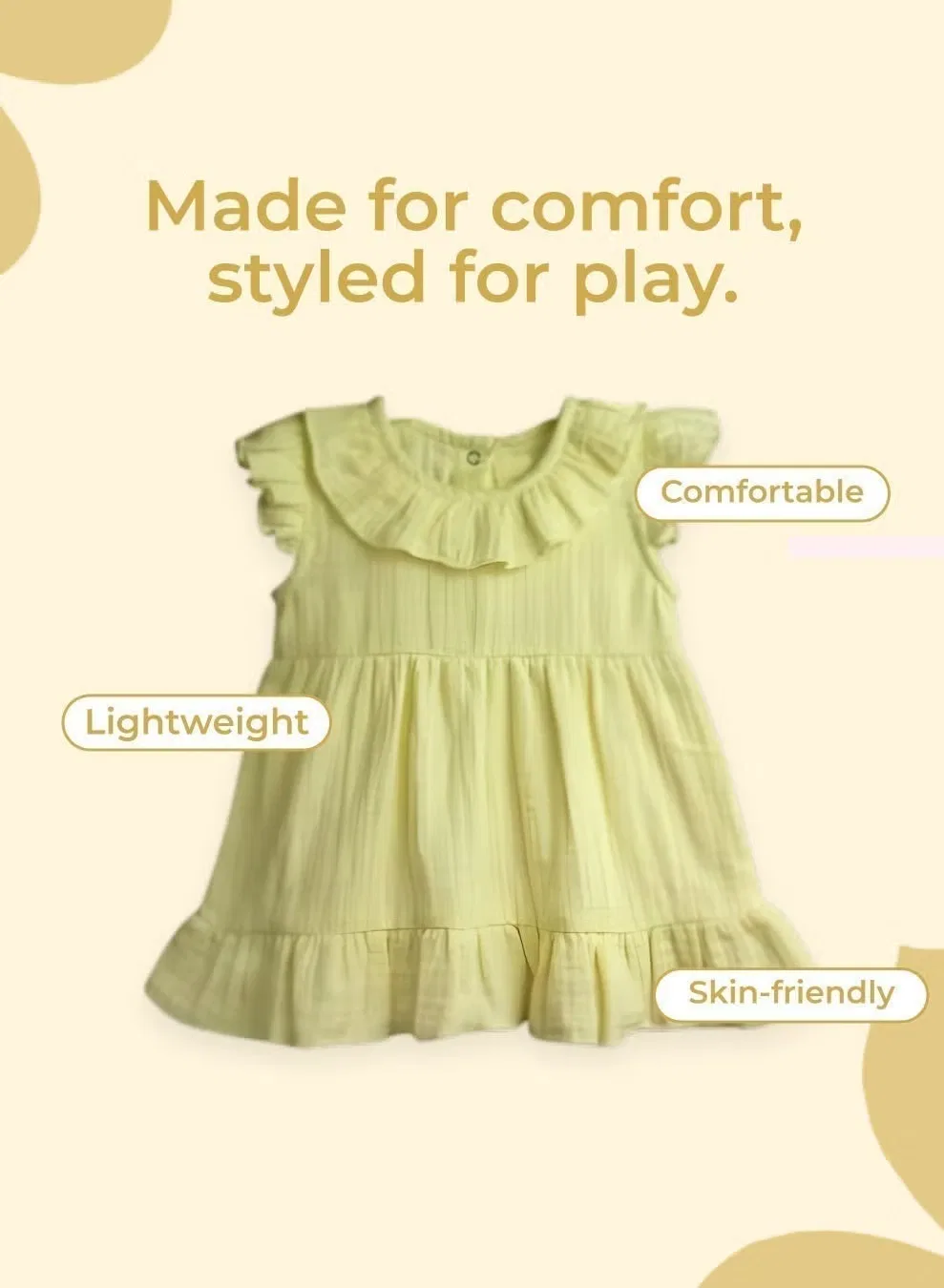 Платье с оборками для малышки, модель Frock, Luay, бледно-желтый — фото 3