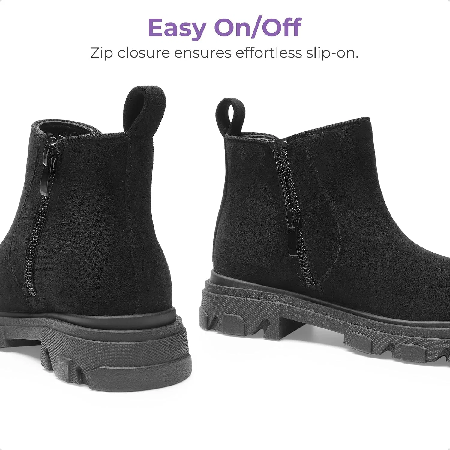 Детские ботинки-челси для девочек с мягким верхом DREAM PAIRS, Black Suede — фото 3