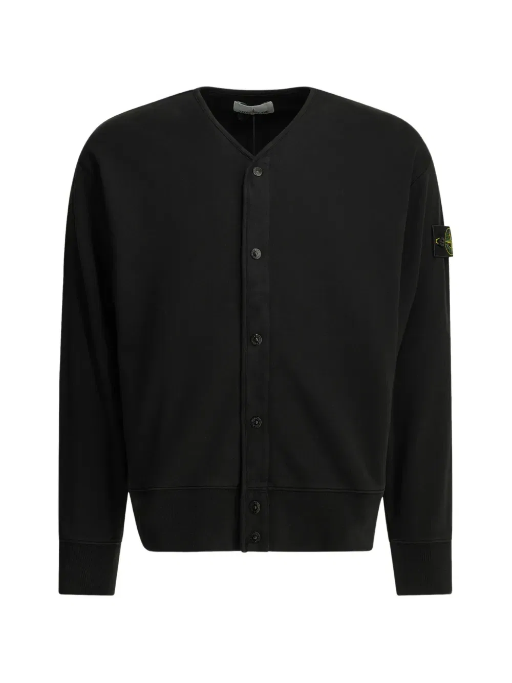 Кардиган из хлопка с нашивкой-логотипом Stone Island, черный