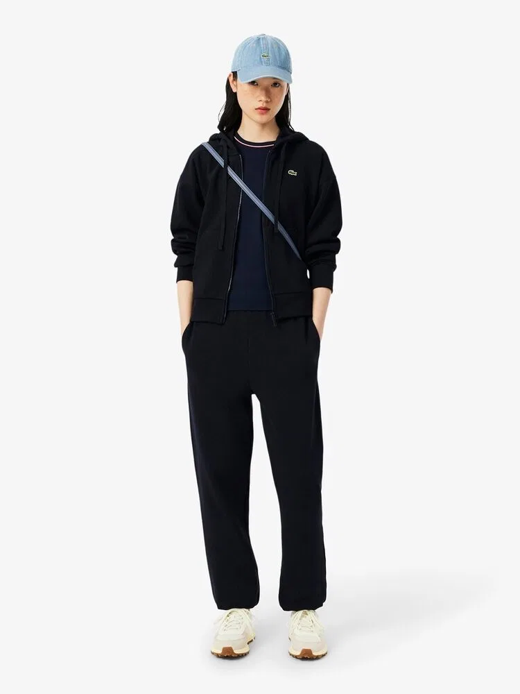 Брюки женские прямые LACOSTE HDE, Double Face Pique, темно-синие