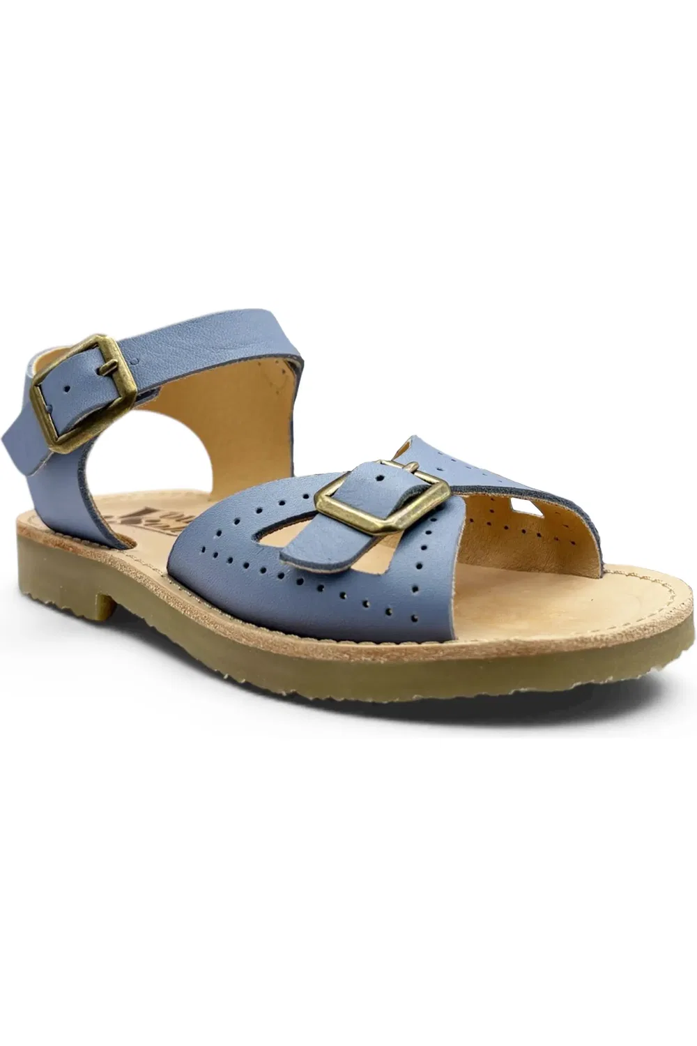 Детские сандалии с бабочками на двойной пряжке Pearl Young Soles, Cornflower Blue