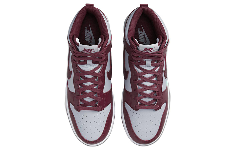 Кроссовки Nike Dunk High Retro, светло-серый/бордовый — фото 4
