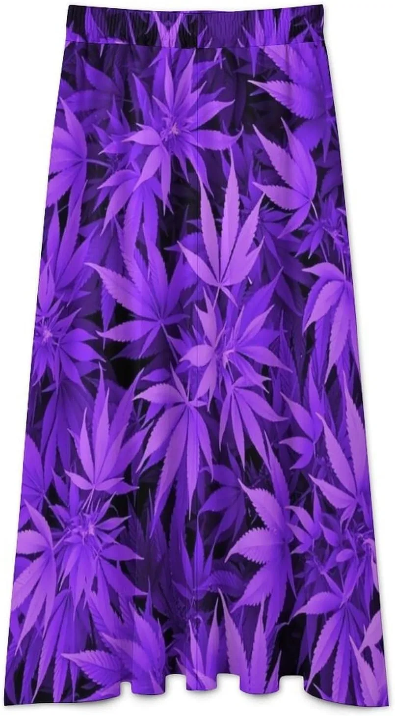 Женская юбка миди с принтом Neon Weedleaf Leaves, Purple — фото 3