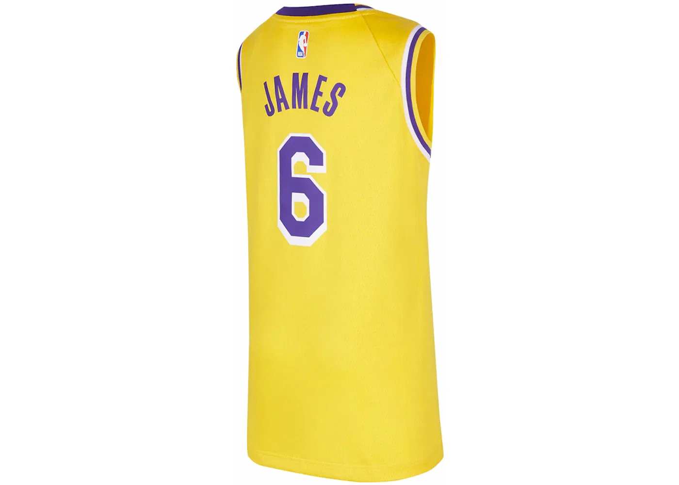 Детская майка баскетбольная Nike NBA Los Angeles Lakers LeBron James Icon Edition Swingman Jersey, Yellow/Purple — фото 2