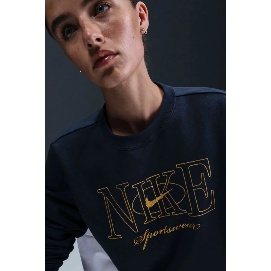 Свитшот женский с принтом Shine Logo Crew Nike, Темно-синий — фото 2