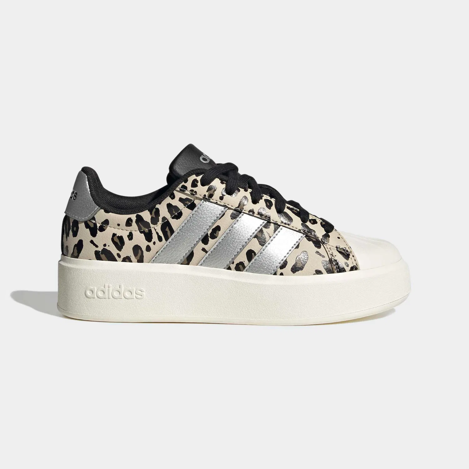 Детские платформенные кроссовки на шнуровке Adidas Sportswear, Crystal Linen/Silver Metallic/Core Black — фото 2