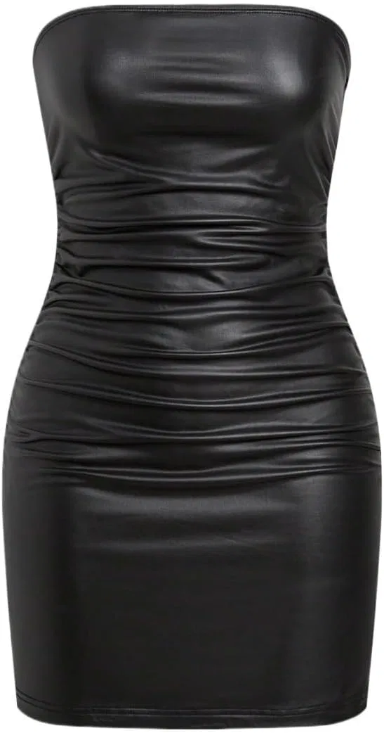 Женское мини-платье bodycon из кожзама, Black