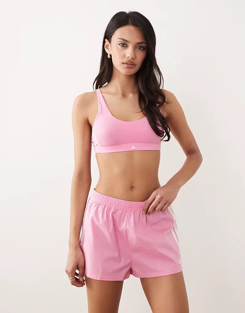 Спортивный бюстгальтер Adidas Sports Active Essentials в полоску, розовый