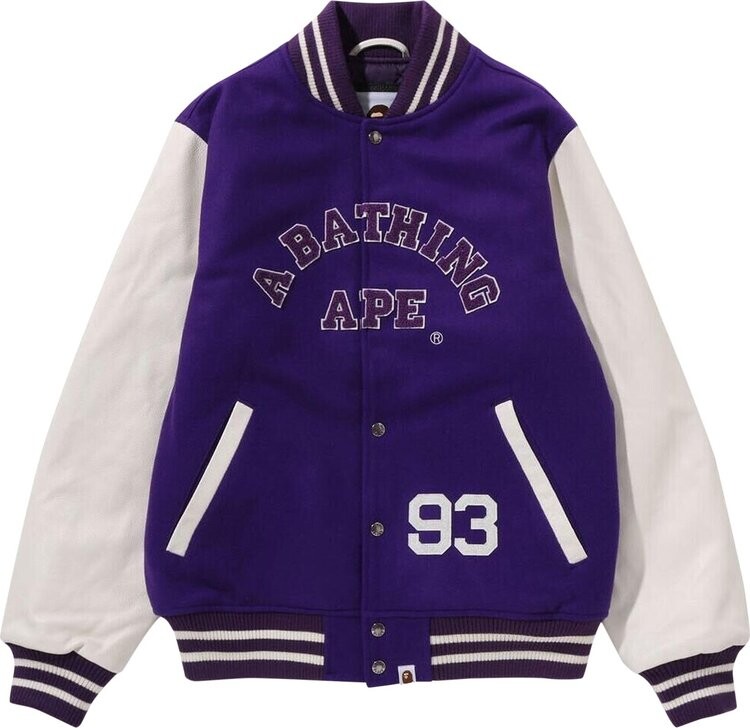 

Куртка BAPE Giant Ape Head Varsity Jacket Purple, фиолетовый