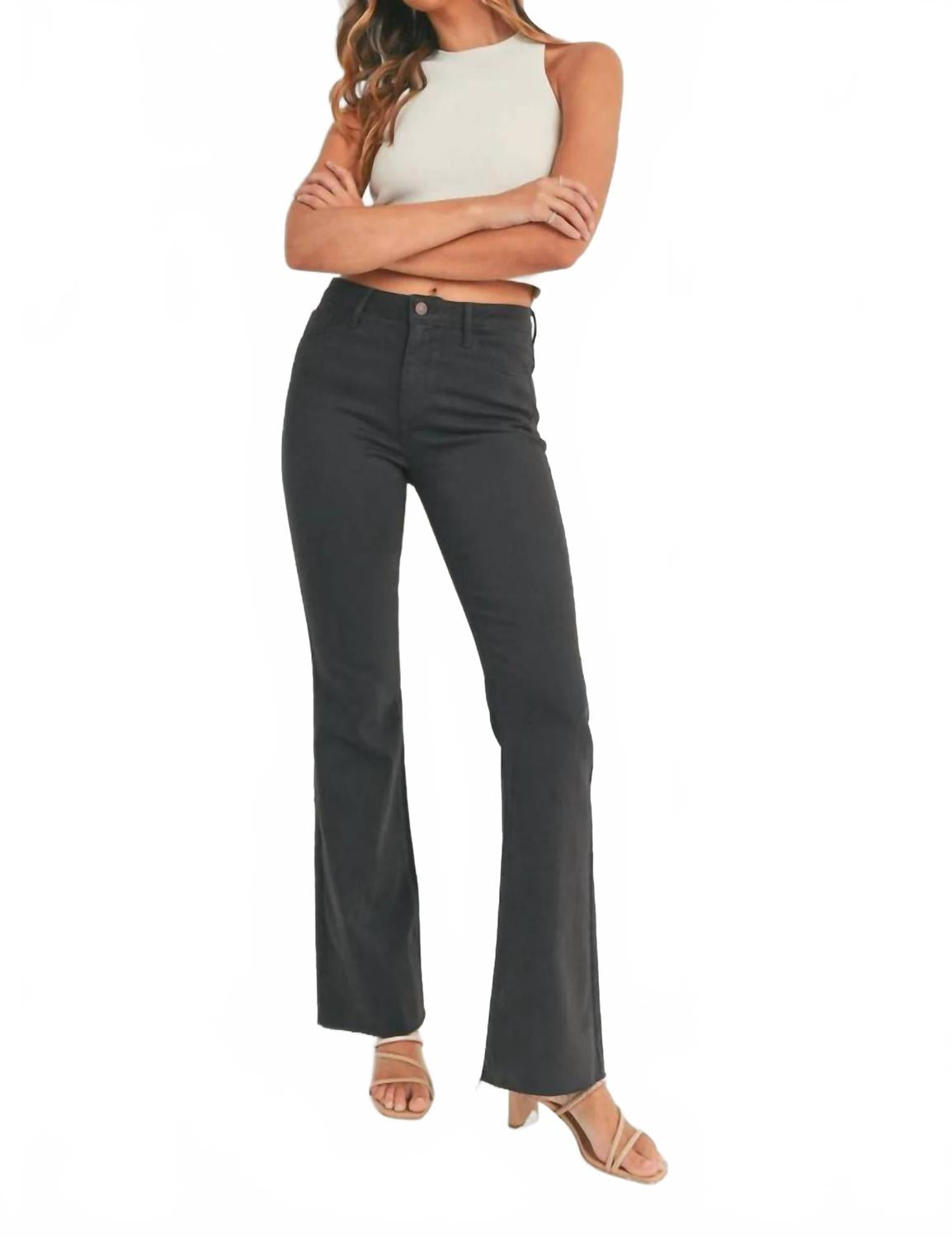 

Черные облегающие джинсы с расклешенным низом Scissor Cut JUST BLACK DENIM