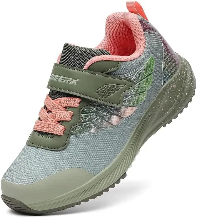 Детские кроссовки для девочек с принтом GEERX, Olive Peach — фото 3