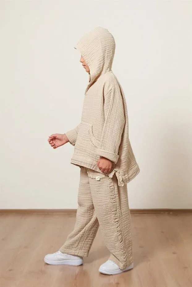 Детское худи для девочек из органческого хлопка Zeliha Baysan, Beige — фото 3