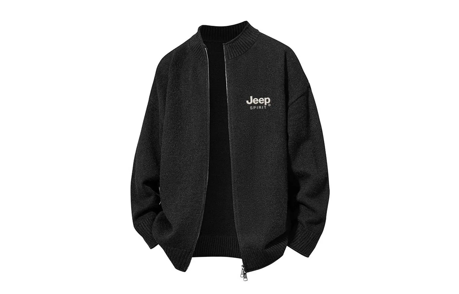 Детский свитер с воротником-стойкой, модель JEEP SPIRIT, Navy White Embroidery — фото 3