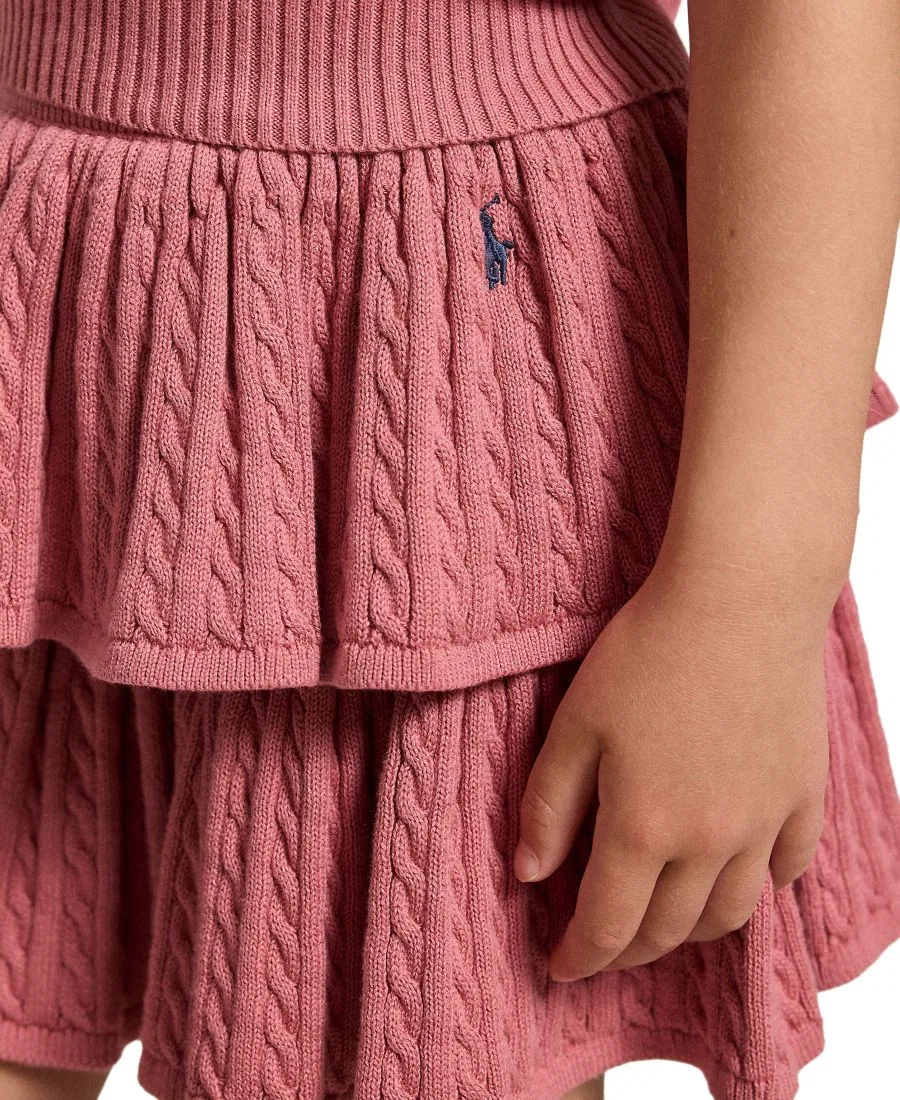 Юбка хлопковая с ярусным кроем Mini-Cable Polo Ralph Lauren, Canvas Pink — фото 3