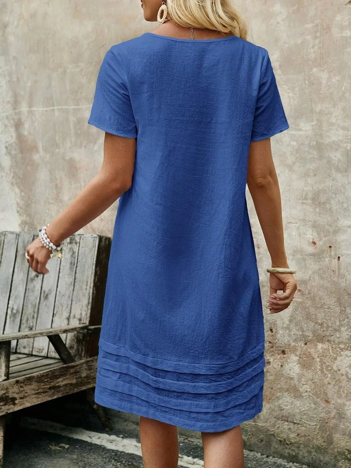 Женское летнее платье миди с круглым вырезом, Royal Blue — фото 2
