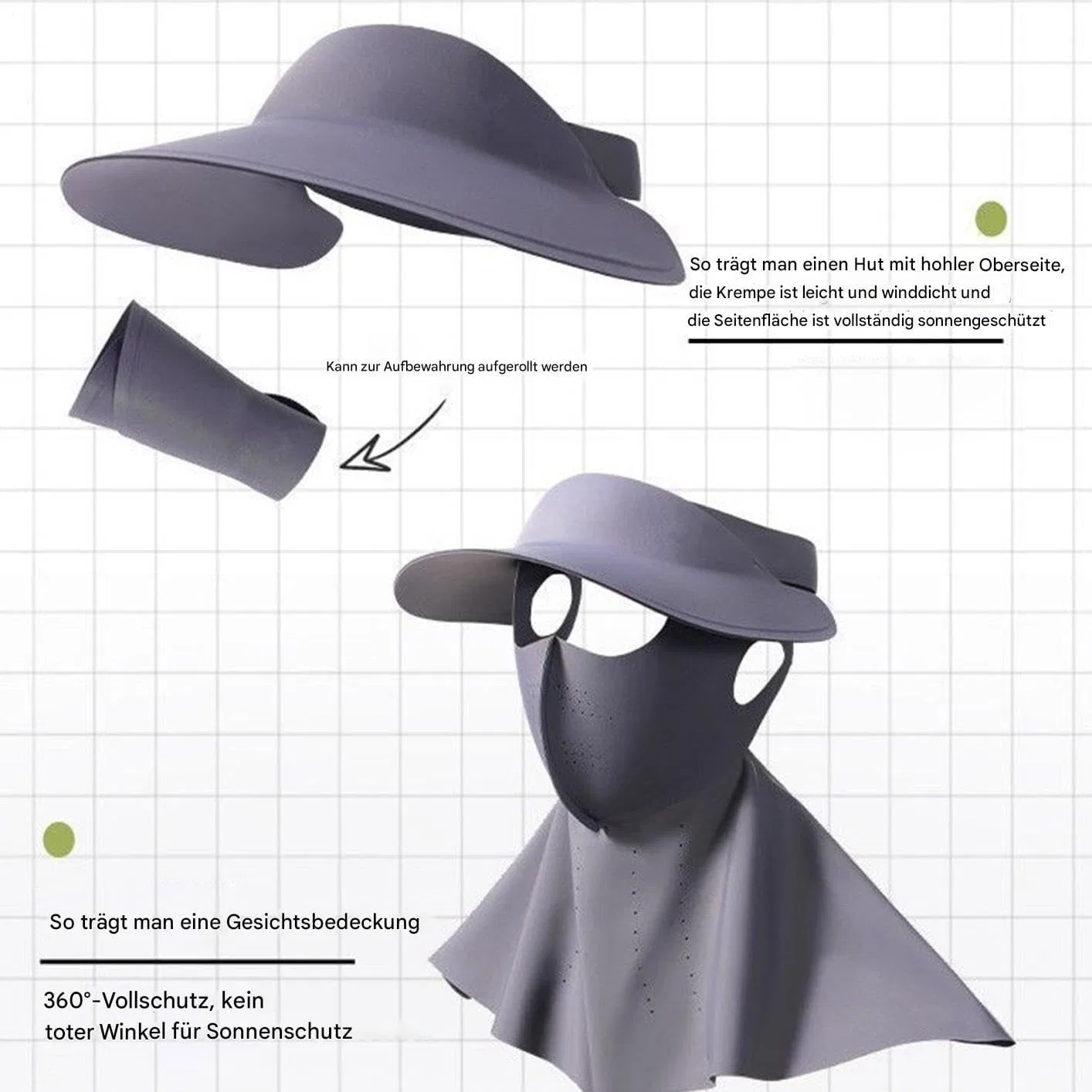 Солнцезащитная маска для лица, Wezalget, UPF 50+, Nylon, набор из 3 предметов — фото 4