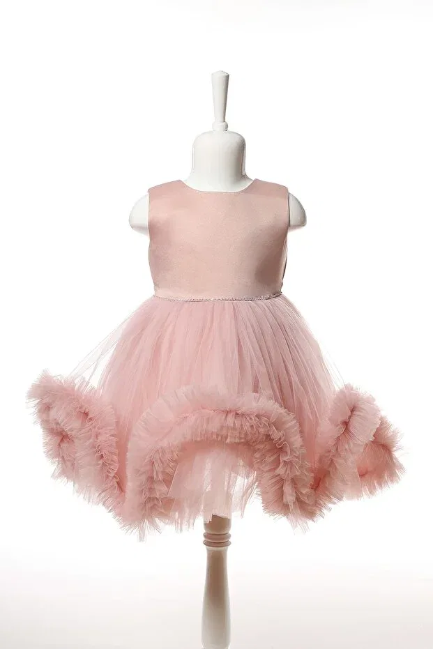 Детское платье для девочек с рюшами Miss Ayışığı, Pink — фото 2
