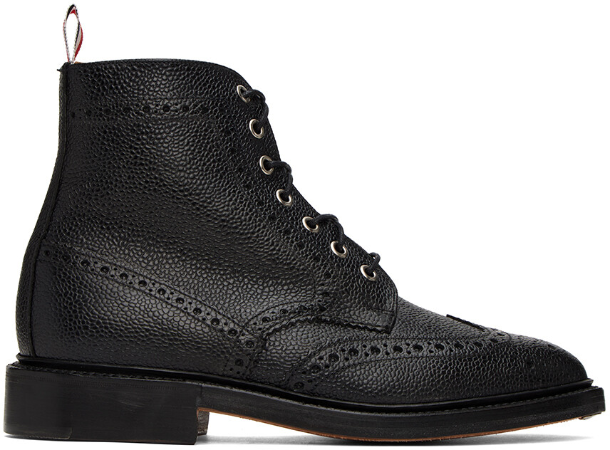 

Черные классические ботинки Wingtip Thom Browne, Черный;серый, Черные классические ботинки Wingtip Thom Browne