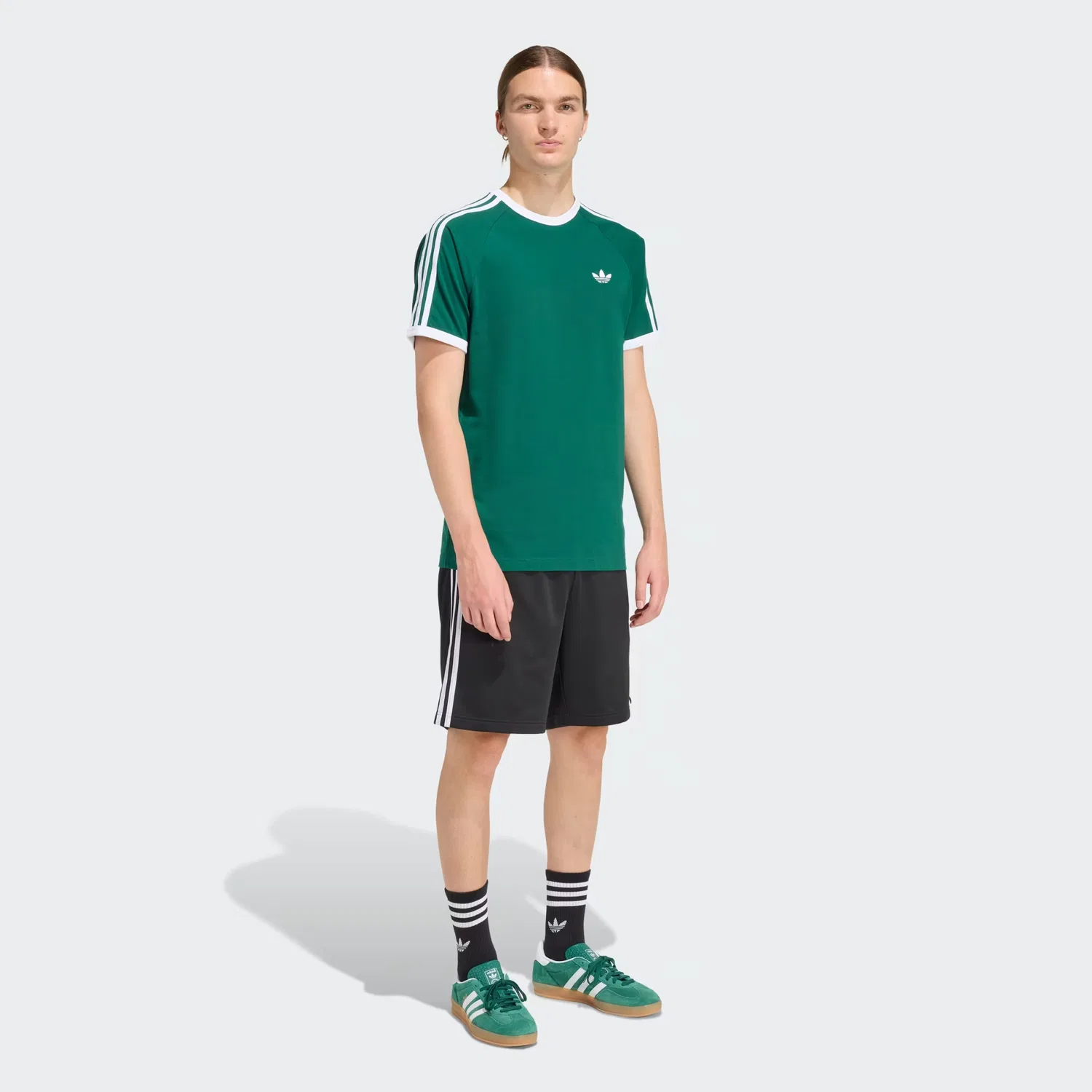 Мужская футболка с полосами на рукавах 3-Stripes Adidas Originals, Collegiate Green — фото 4