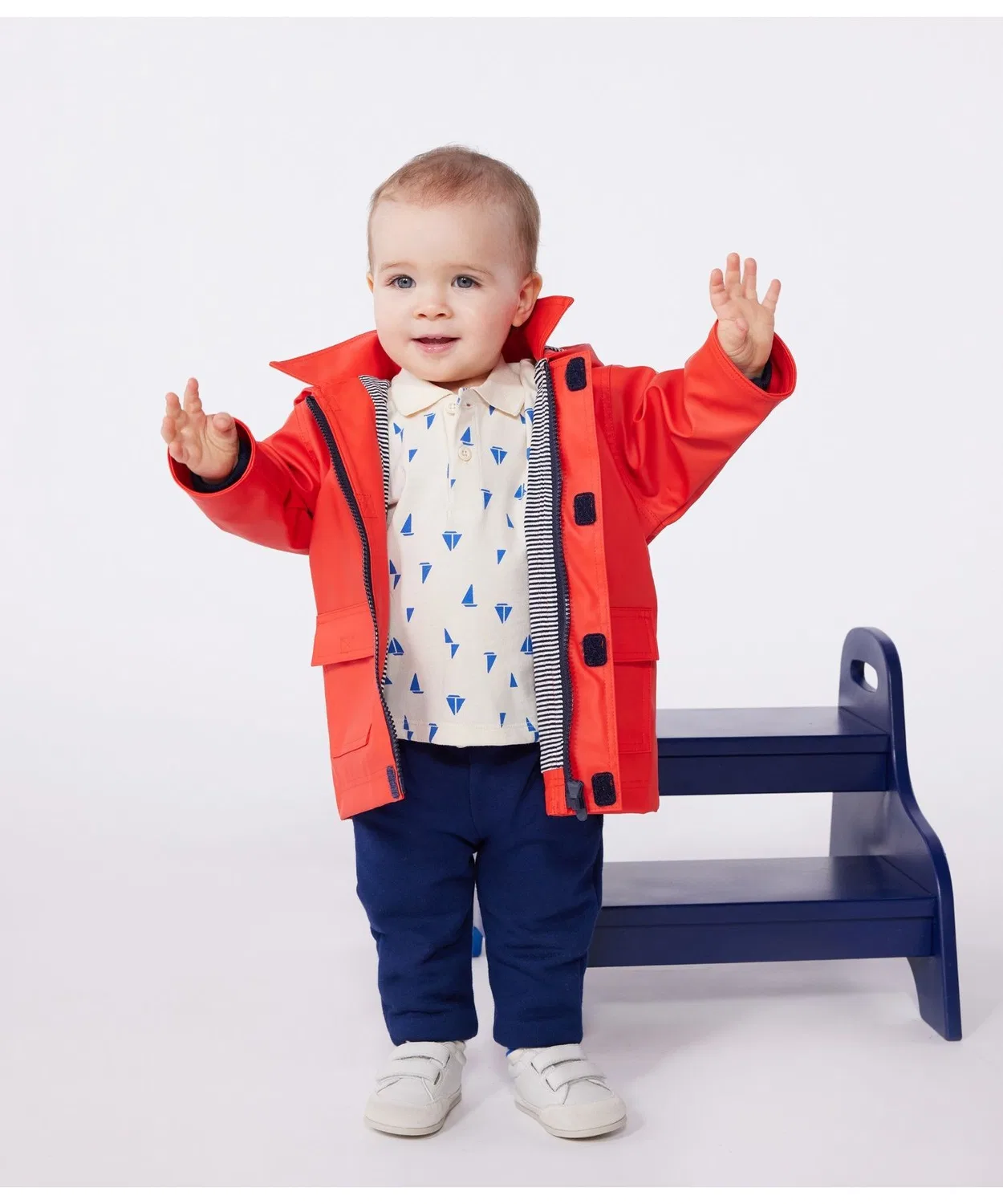 Детская куртка-парка с капюшоном, модель Yacht Parka PETIT BATEAU, Red