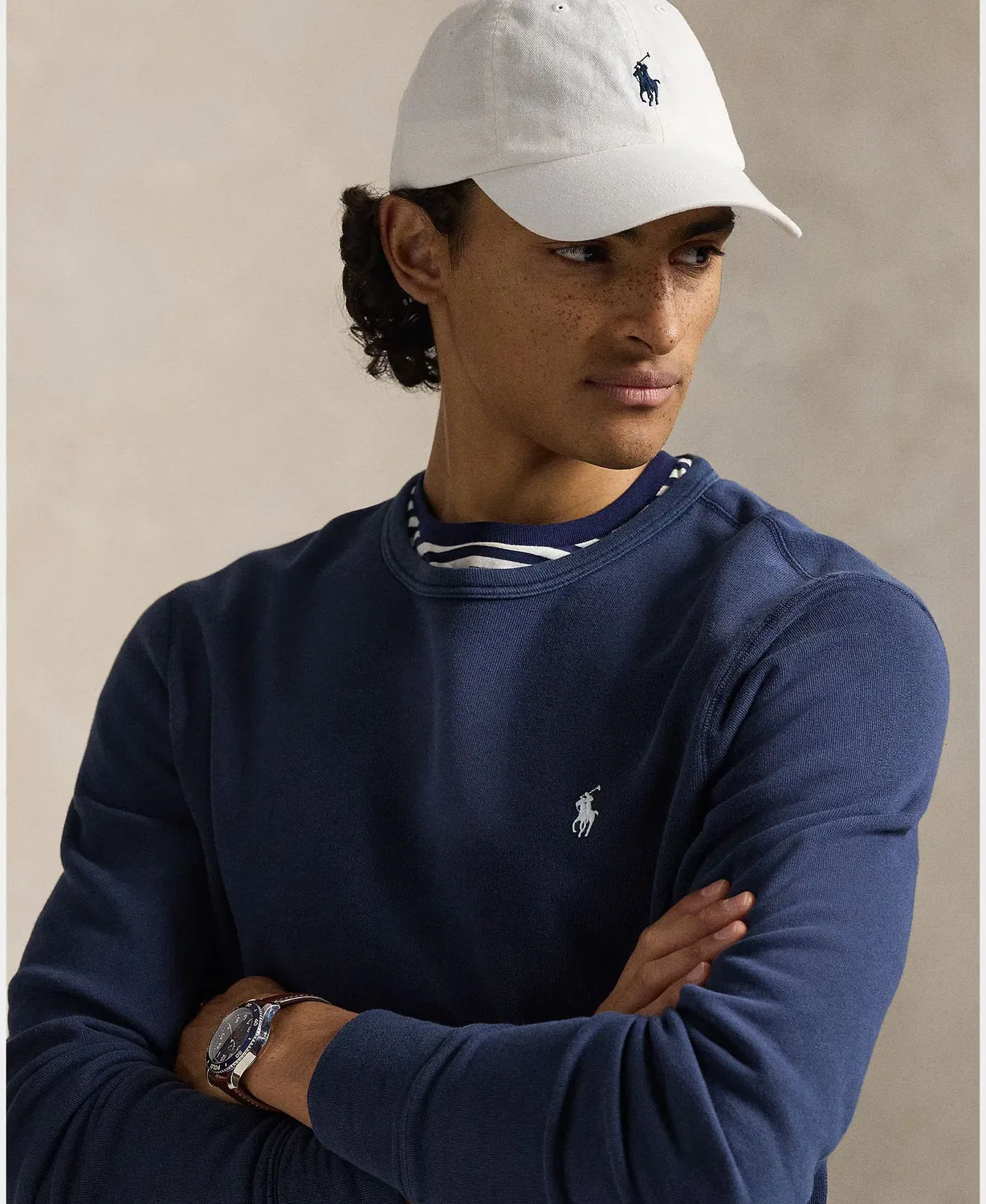 Мужской свитшот из двойного трикотажа с логотипом Polo Ralph Lauren, Azul Marino — фото 3