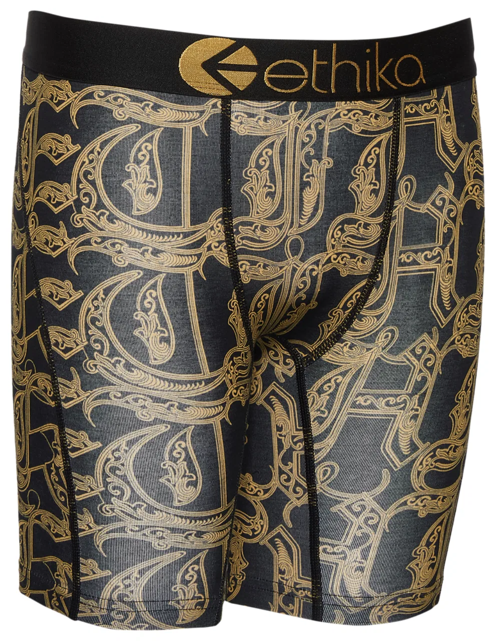 Детские трусы для мальчиков с принтом Ethika, Black/Gold — фото 3