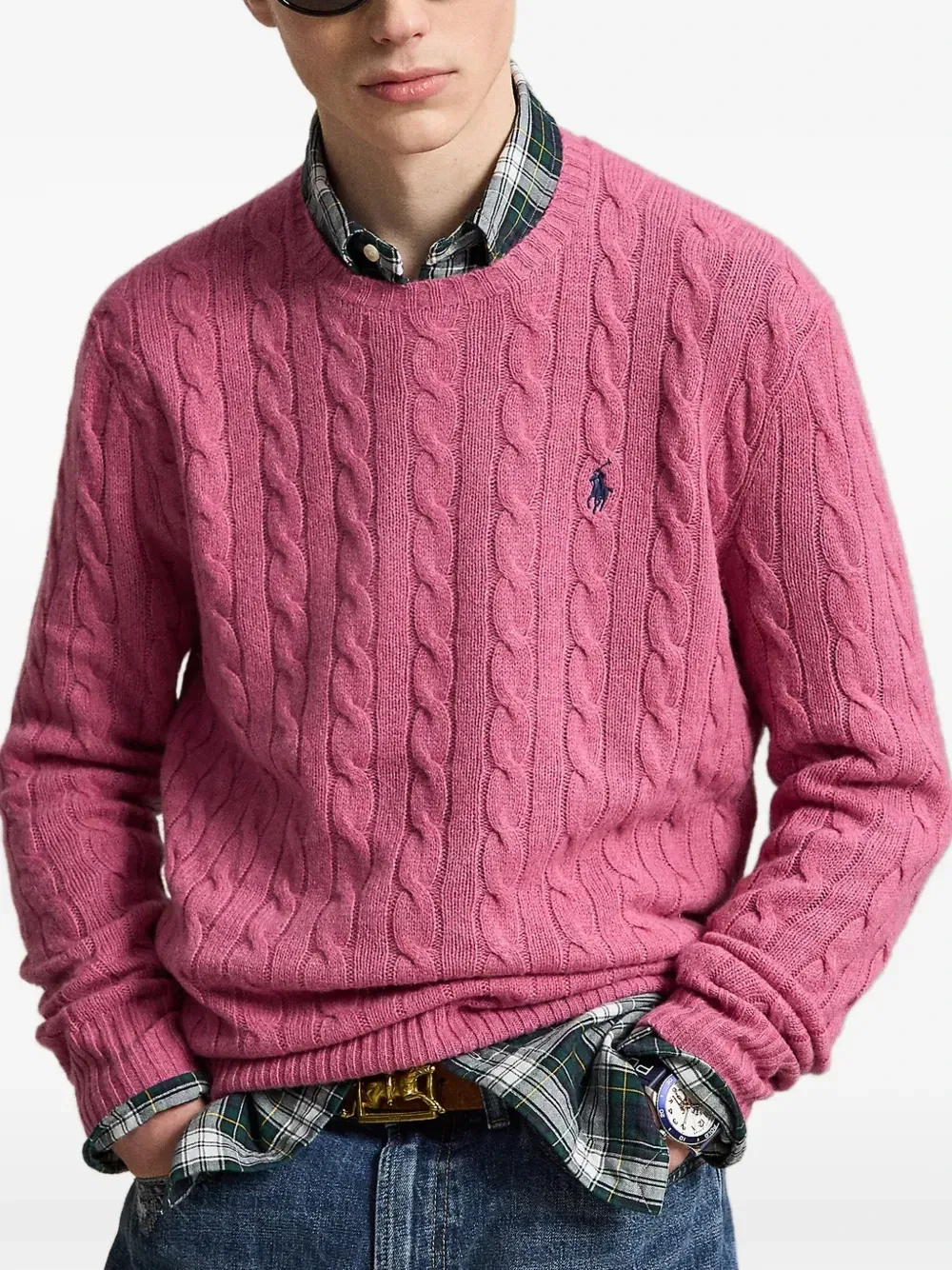 Джемпер из шерсти и кашемира с косами POLO RALPH LAUREN, розовый — фото 3