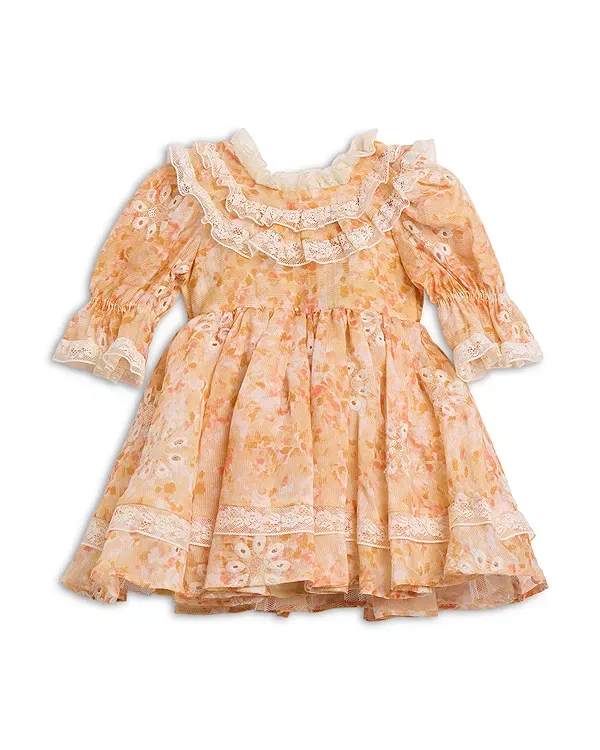 Детское платье для девочек с принтом Enya Mini Dress Bardot, Peach Fizz