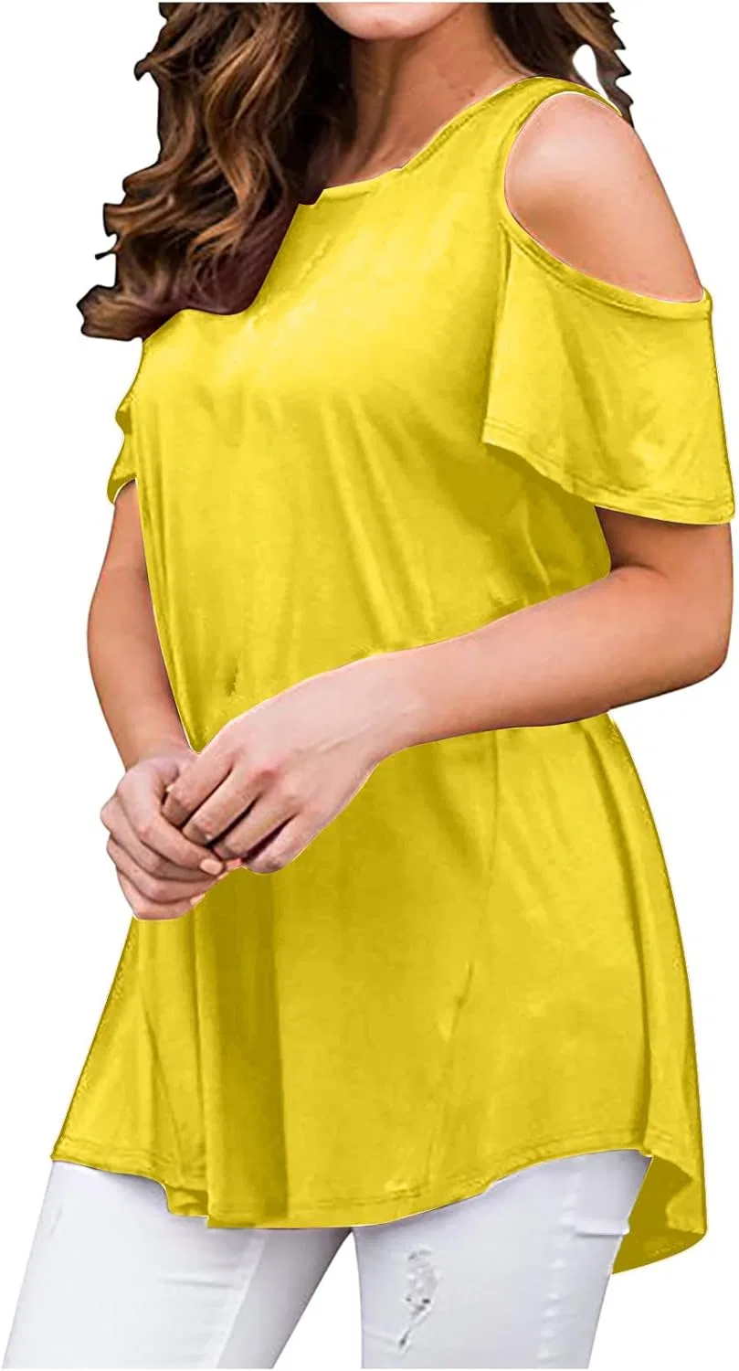 Женская футболка с открытыми плечами, Yellow