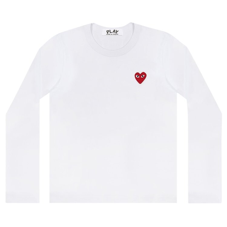 Футболка Comme des Garçons PLAY Heart Long-Sleeve T-Shirt 'White', белый — фото 2