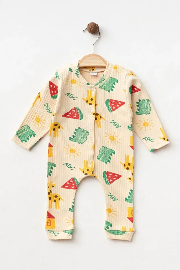 Детский комбинезон для новорожденных с принтом Yukobaby Bebeğiniz Için En Doğalı, Beige — фото 2