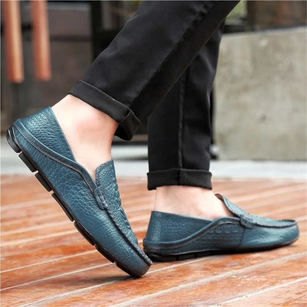 Лоферы с крокодиловой текстурой, Loafers, Blue DHFIRUFSHLO — фото 3