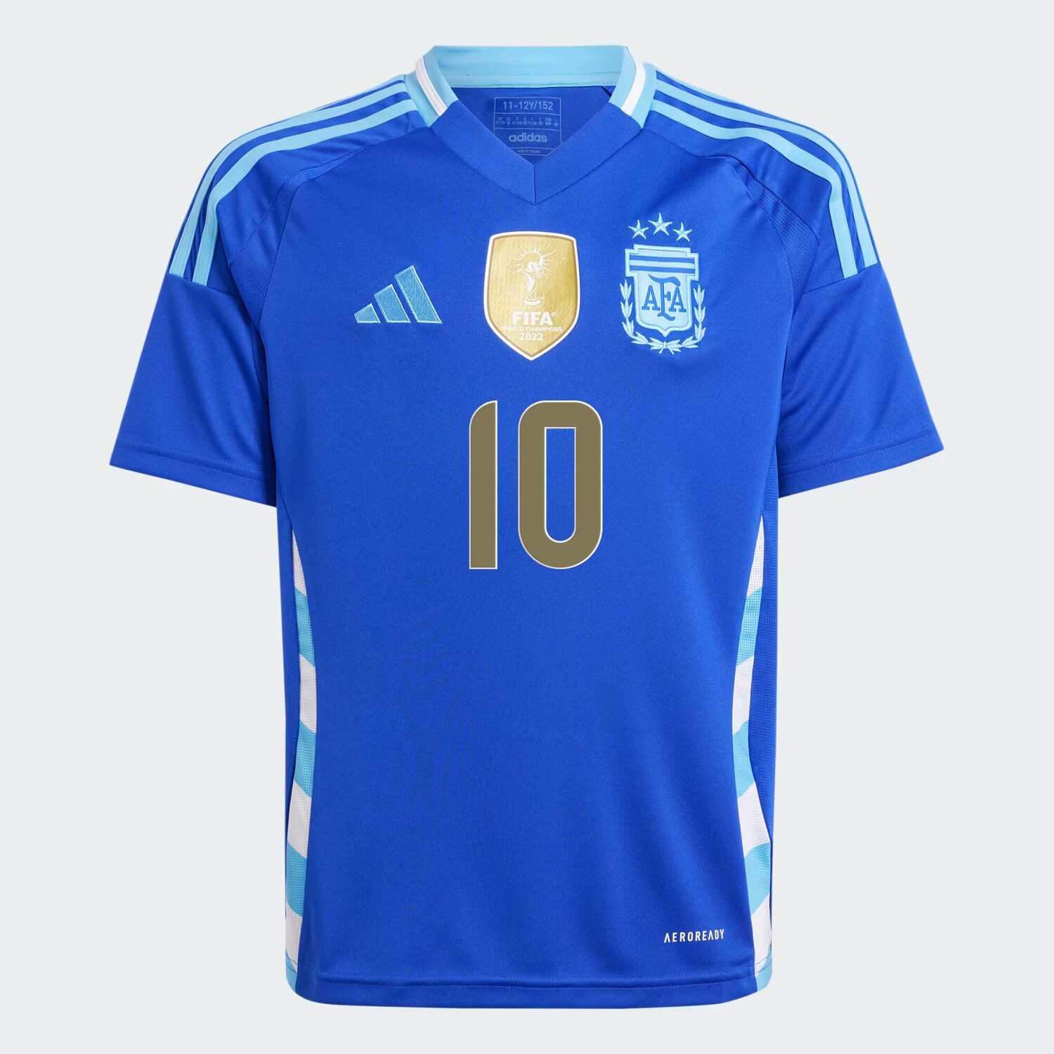 

Аргентина 24 Месси, выездная футболка детская Adidas, Soccr-Arq-Sau/Lucid Blue/Blue Burst