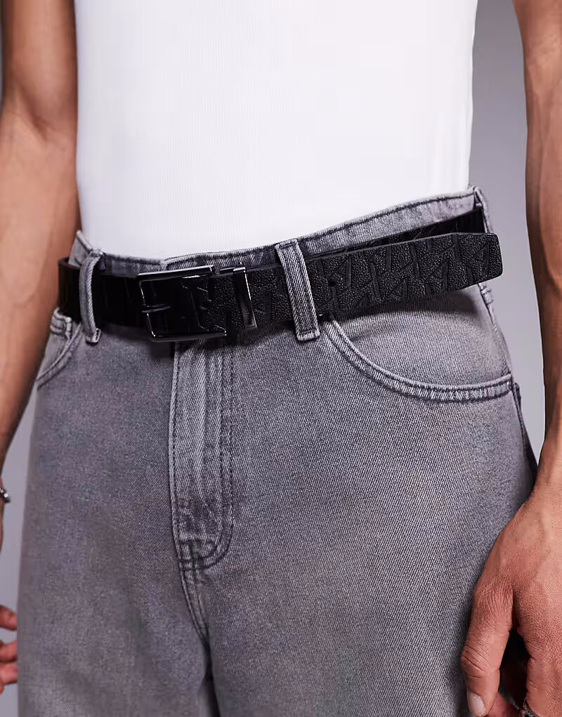 

Ремень с логотипом Armani Exchange черного и серебристого цветов