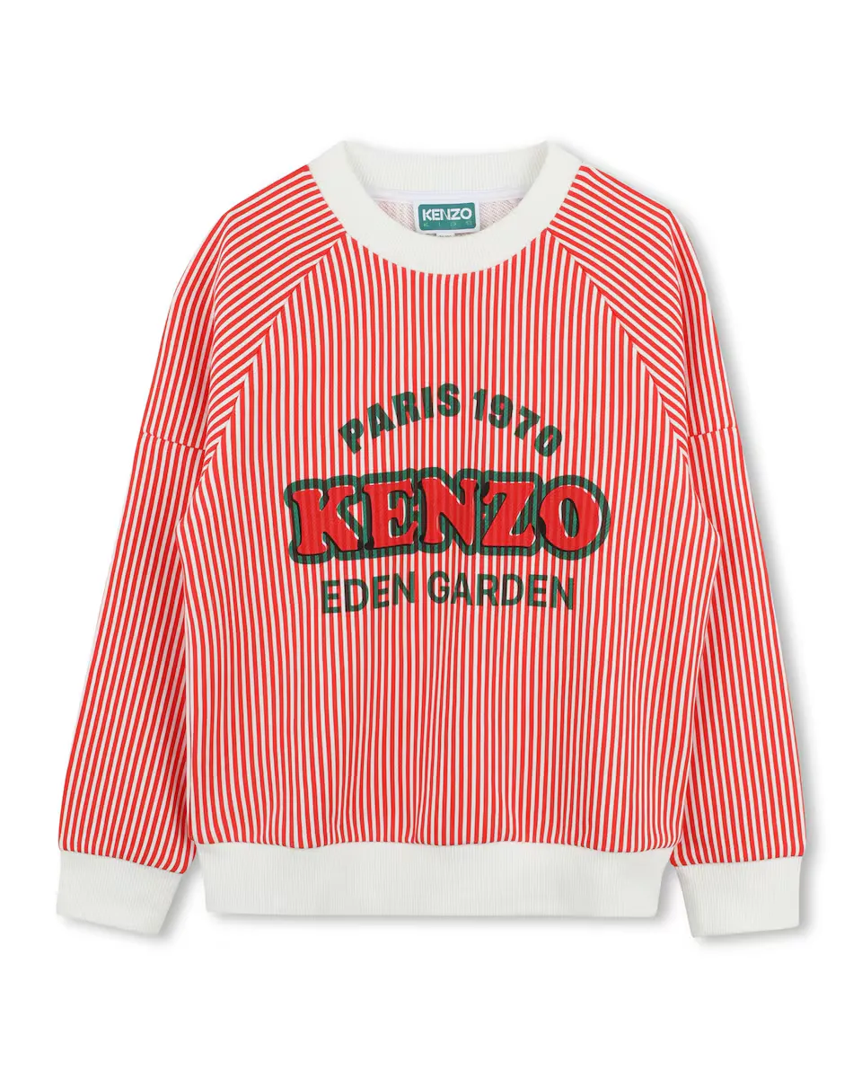 

Baby boy хлопковый полосатый свитшот с логотипом спереди Kenzo Kids, красный