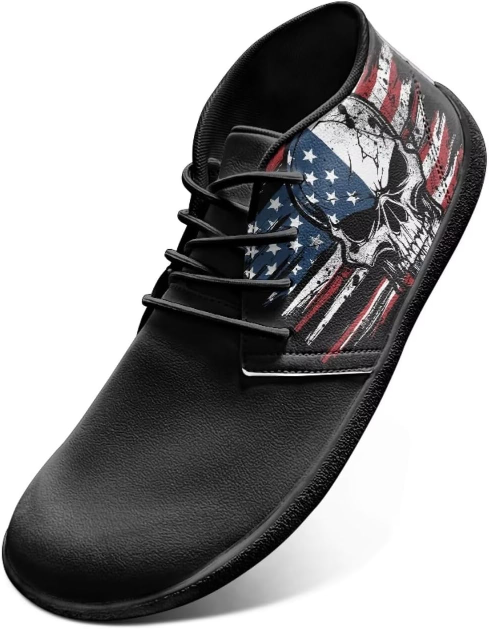 

Мужские готические кроссовки Jeiento с черепом, широким носком, модель Barefoot, с равной подошвой и повседневным стилем, Usa Flag Skull