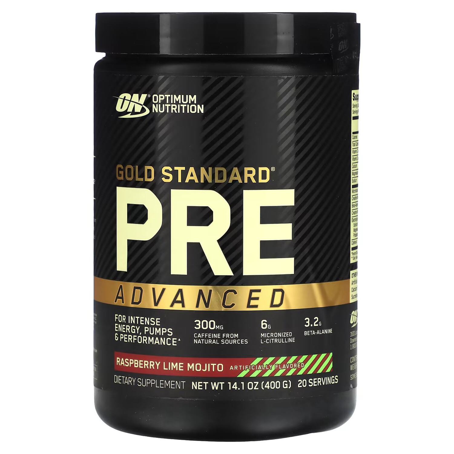 

Gold Standard Pre Advanced, мохито с малиной и лаймом, 14,1 унции (400 г) Optimum Nutrition