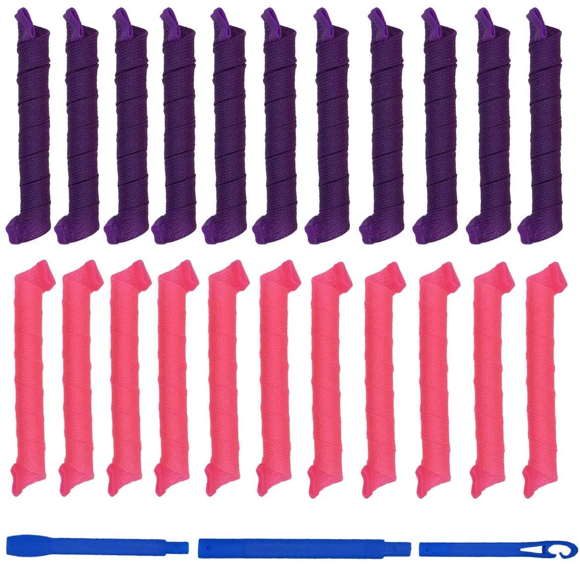 Набор из 40 спиральных бигуди для завивки без нагрева, 55 см Senxingyan, Purple & Red — фото 4
