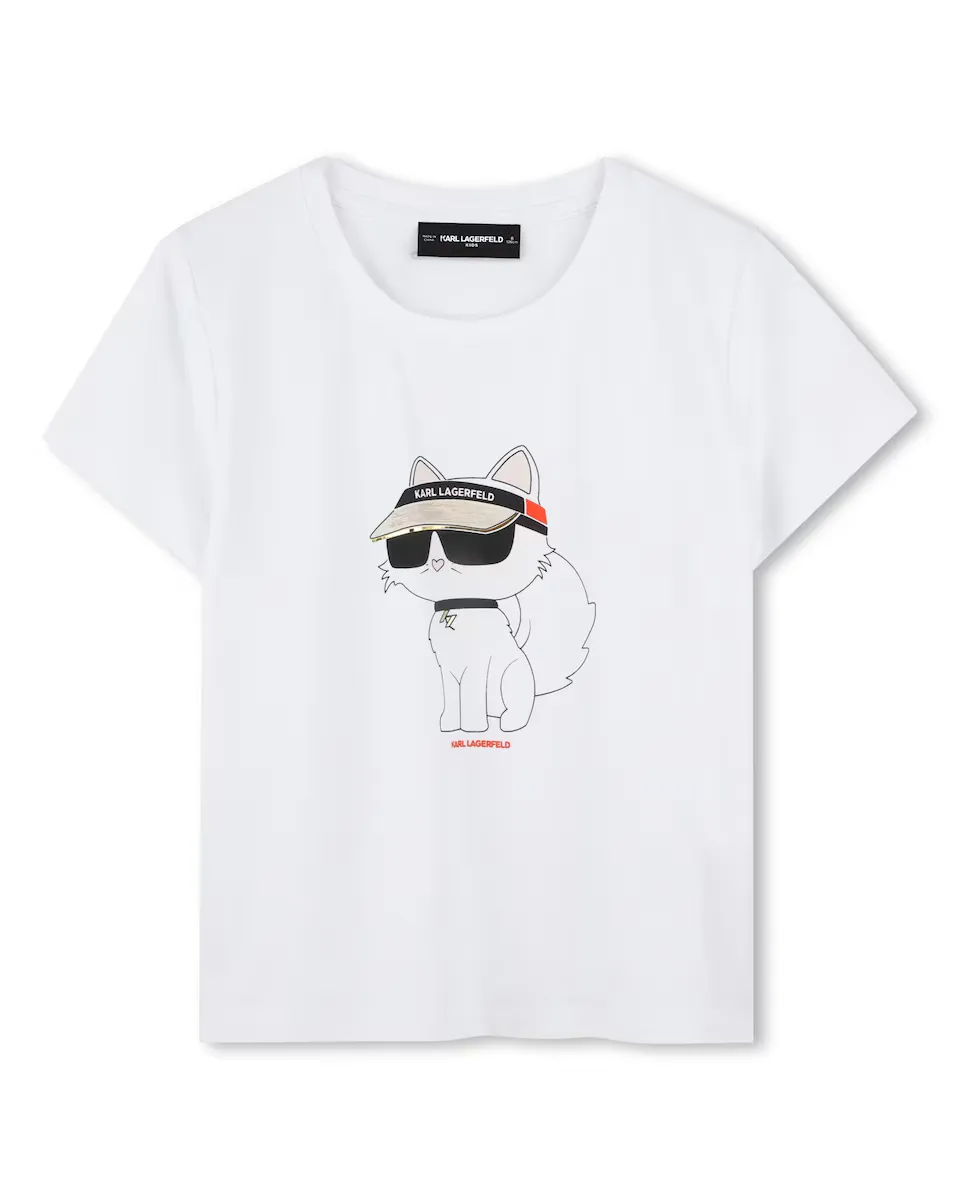 

Белая футболка с короткими рукавами для девочки Karl Lagerfeld Kids, белый