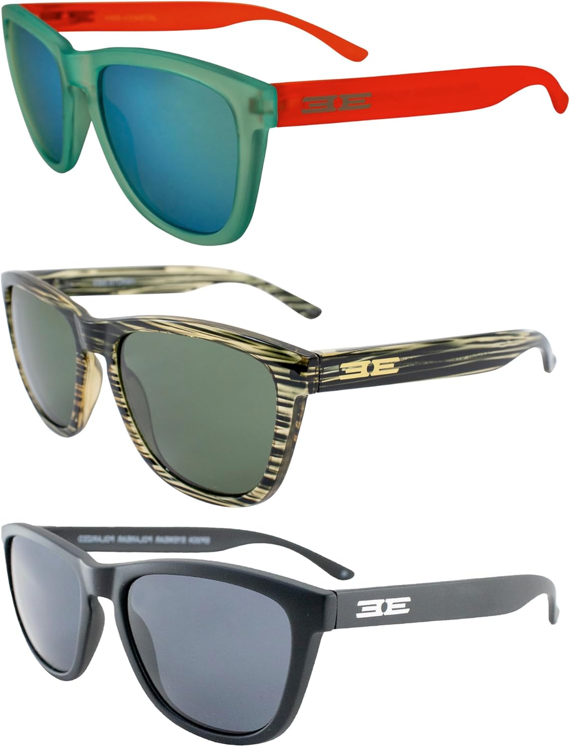 

Солнцезащитные очки Epoch Eyewear Vibe с поляризацией, женские и мужские, 3 пары: синие с бирюзовыми зеркальными линзами, зеленые с зелеными зеркальными линзами и черные с дымчатыми линзами, Blue-teal/Green-green/Black-smoke