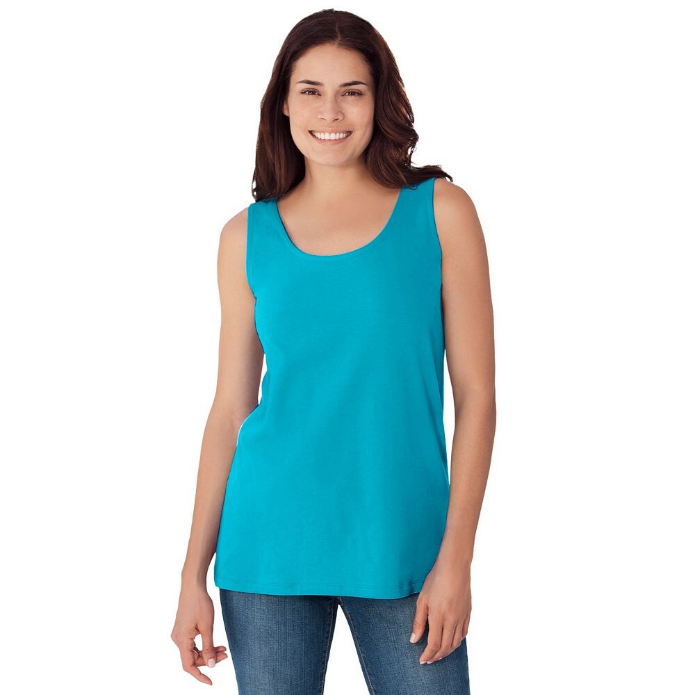 

Женщина в женской майке больших размеров с круглым вырезом Woman Within, цвет Pretty Turquoise