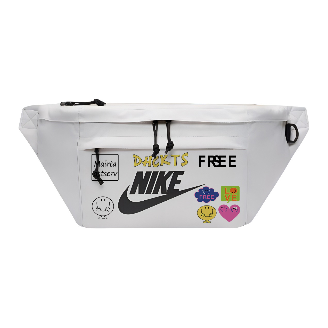 

Nike Одноплечевая набедренная сумка через плечо унисекс белая, Cartoon Smiley Face