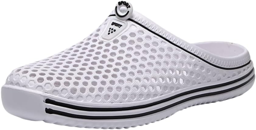 

Мужские сабо однотонного цвета на платформе, с открытым носком, сквозными отверстиями, нескользящие, для улицы, летние повседневные сандалии Hhhchpm, белый