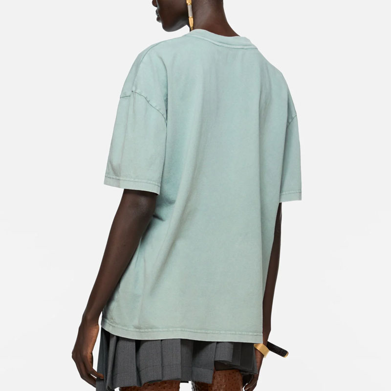 Футболка из органического хлопка с принтом логотипа Acne Studios, зеленый — фото 4
