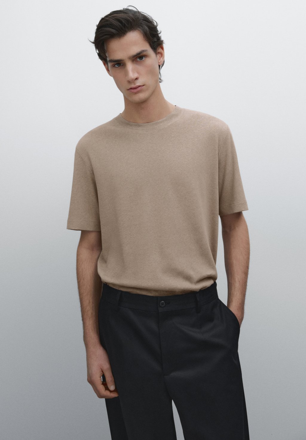 

Базовая футболка SHORT SLEEVE Massimo Dutti, песочный